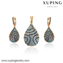 64198 Xuping CZ jewelry Copper Alloy Indian style Fashion Popular 18K Gold plated pendant noble delicate Jewelry Set